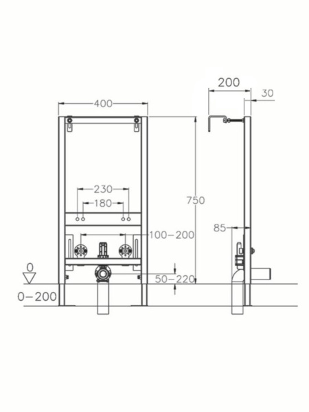 Инсталляция для биде Agger ABB400 без кнопки